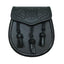 Black Leather Traditional Celtic Embossed Sporran - L2