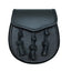 Black Leather Plain Design Knotted Tassel Sporran - L4