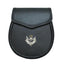 Black Leather Plain Thistle Crest Sporran - L6