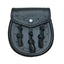 Black Leather Curved Embossed Sporran - L9