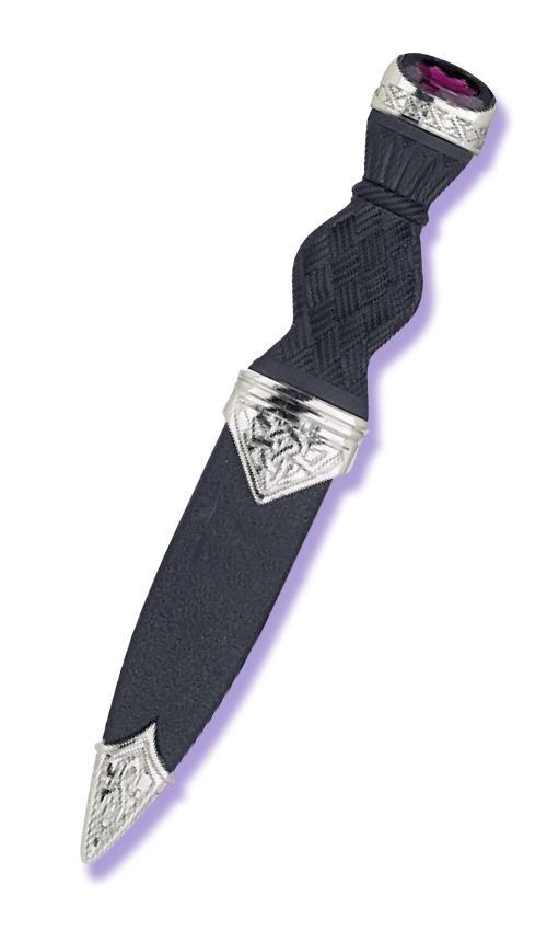 Palladium Plated Celtic Sgian Dubh with Stone Hilt