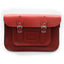 12.5 inch Real Leather Buckle Satchel Bag - Red