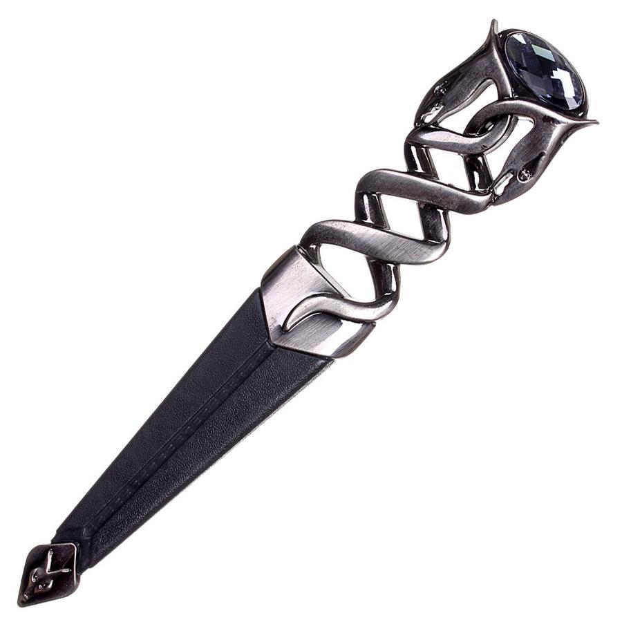 Imitation Serpent Design Sgian Dubh - Antique Finish - 6 Stone Colours