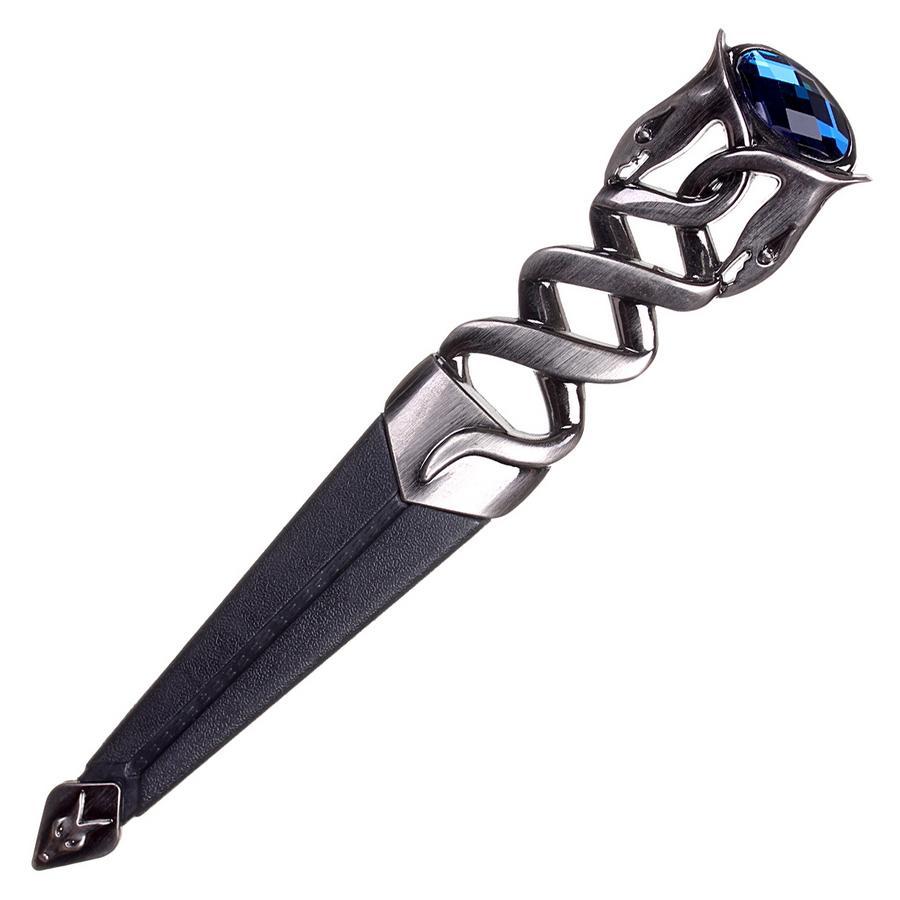 Imitation Serpent Design Sgian Dubh - Antique Finish - 6 Stone Colours