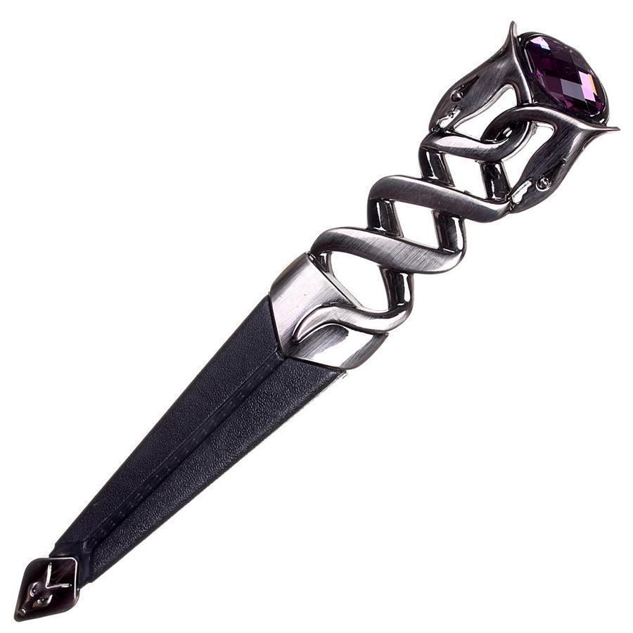 Imitation Serpent Design Sgian Dubh - Antique Finish - 6 Stone Colours