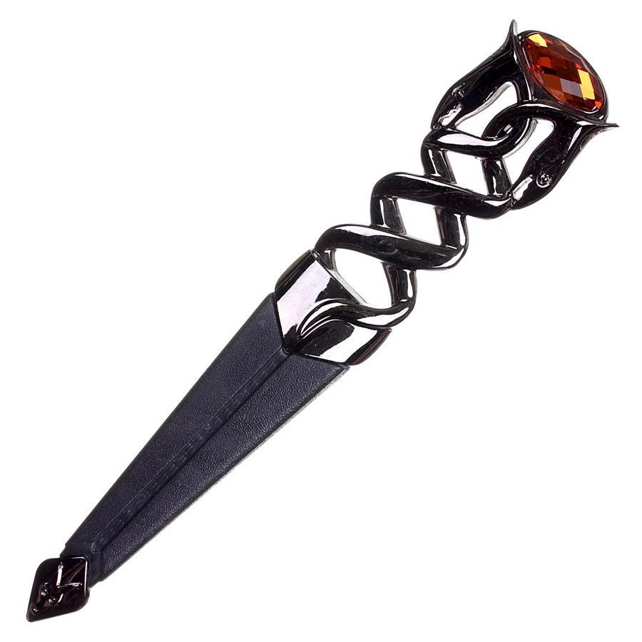 Imitation Serpent Design Sgian Dubh - Black Chrome Finish - 6 Stone Colours