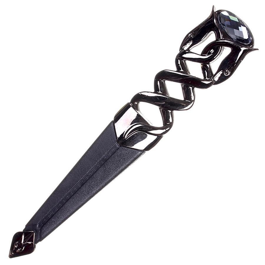 Imitation Serpent Design Sgian Dubh - Black Chrome Finish - 6 Stone Colours