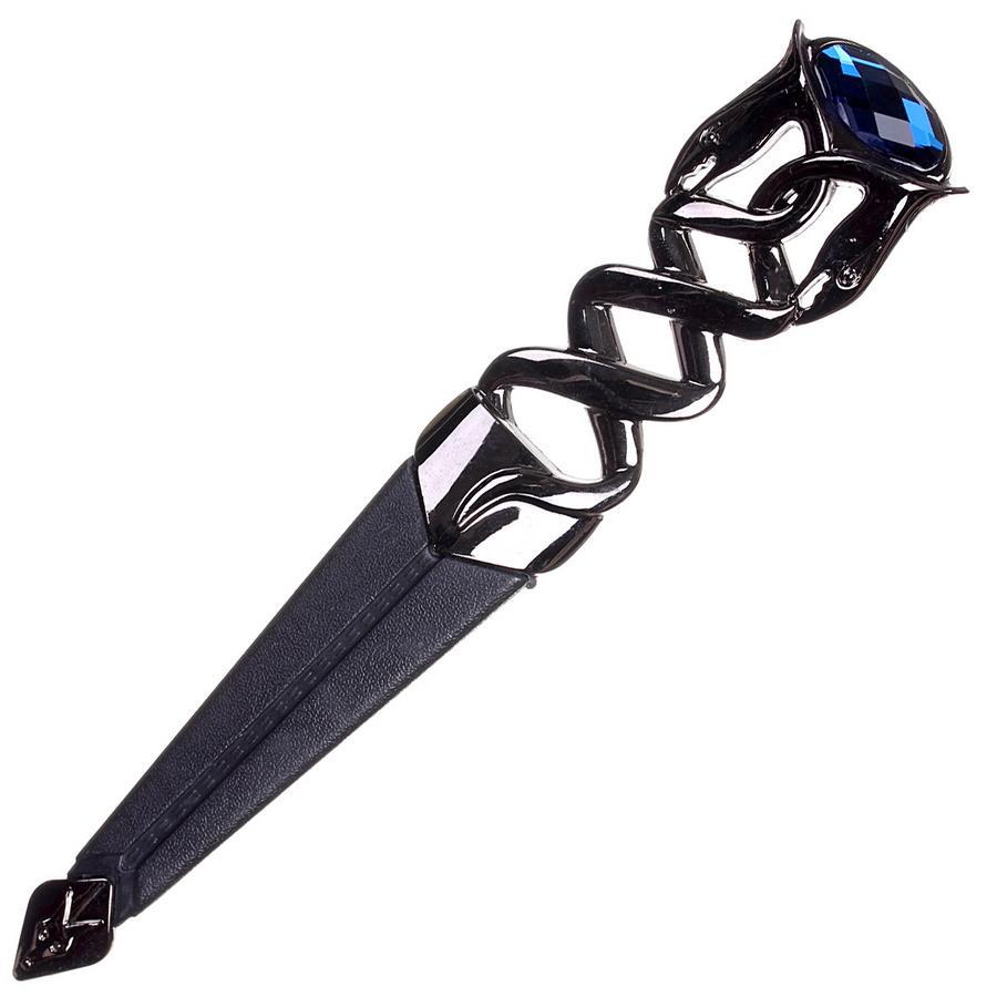 Imitation Serpent Design Sgian Dubh - Black Chrome Finish - 6 Stone Colours
