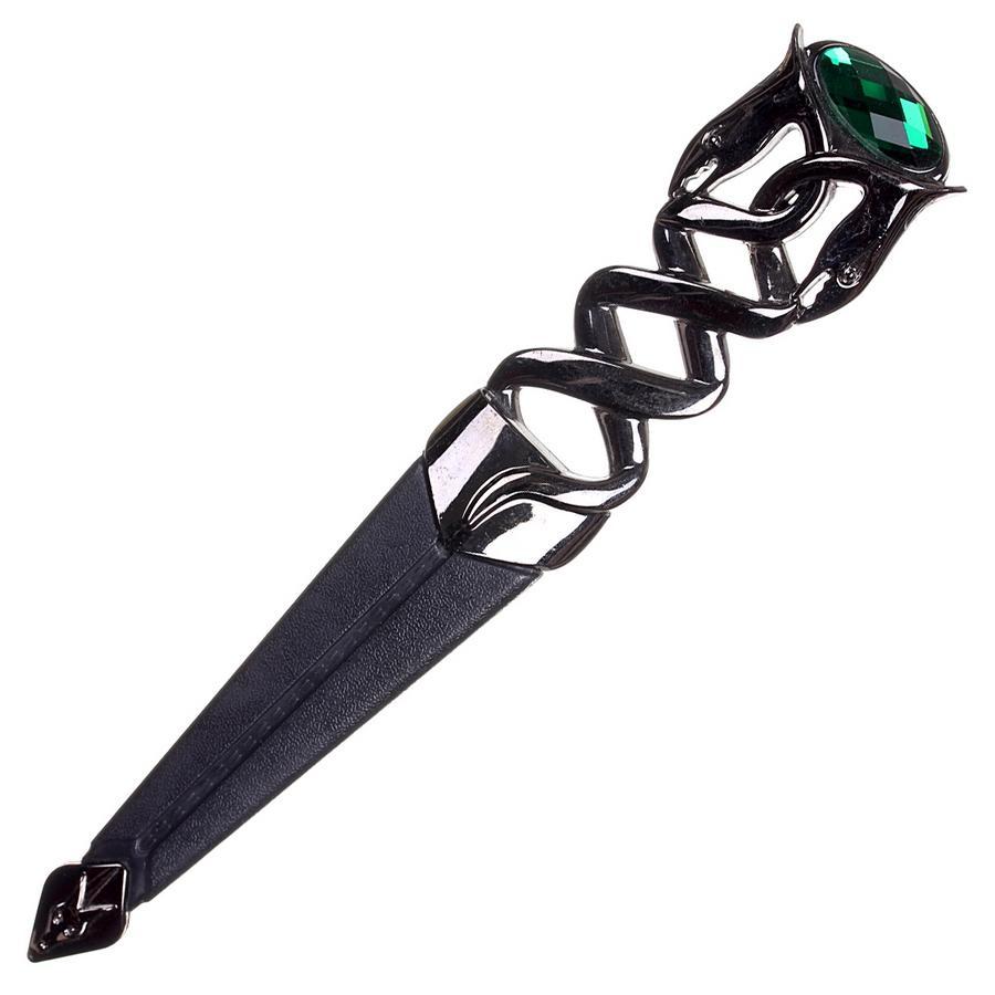 Imitation Serpent Design Sgian Dubh - Black Chrome Finish - 6 Stone Colours