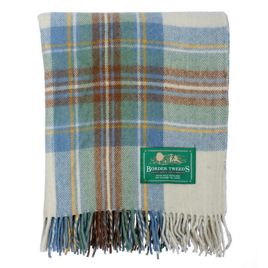 Wool Tartan Rug - Stewart Muted Blue