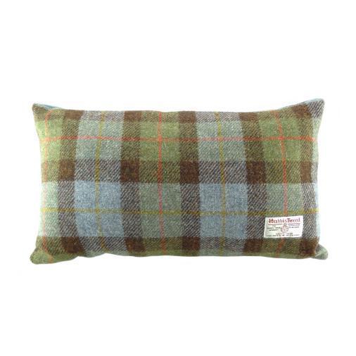 Harris Tweed  Rectangle Cushion - Tartan/Blue Back